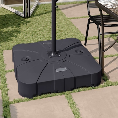 Flash Furniture Hank HD Weather-Resistant Universal Offset Umbrella Base w/Grooved Handles and Built-In Wheels, Blk GM-WL-80040FA-L-BK-GG